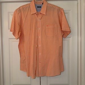 Izod Men's Orange Plaid Casual Shirt